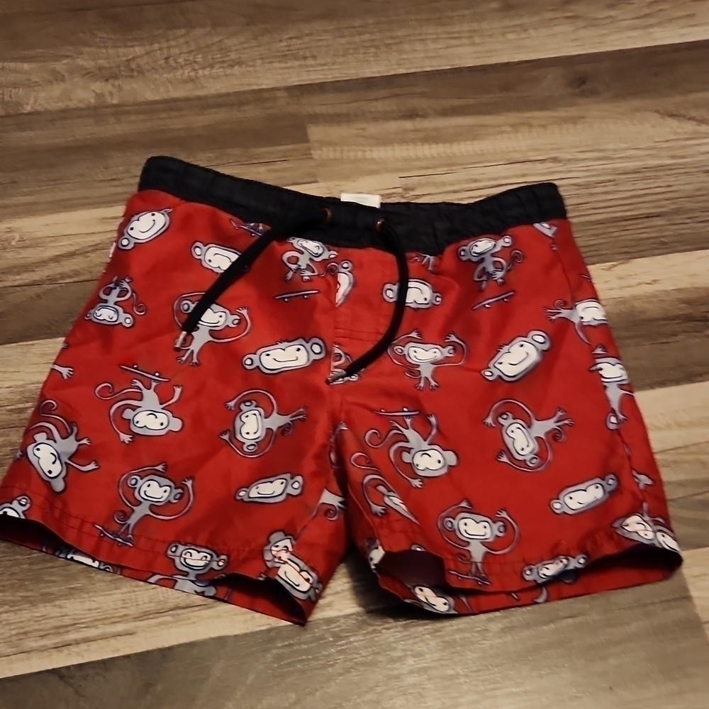 GYMBOREE Swim Trunks Monkey on Skateboard Size 2T Vintage